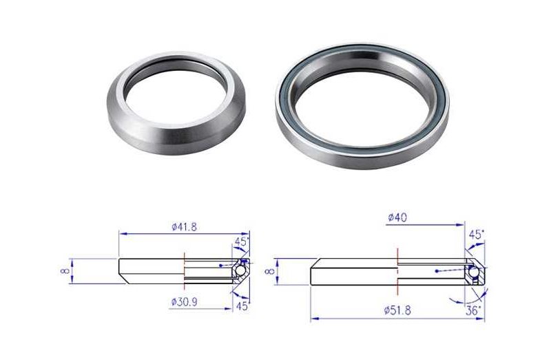 BBB Lager 41.8 Mm 45° X 45°/51.8 Mm 36° X 45°, 1 sett