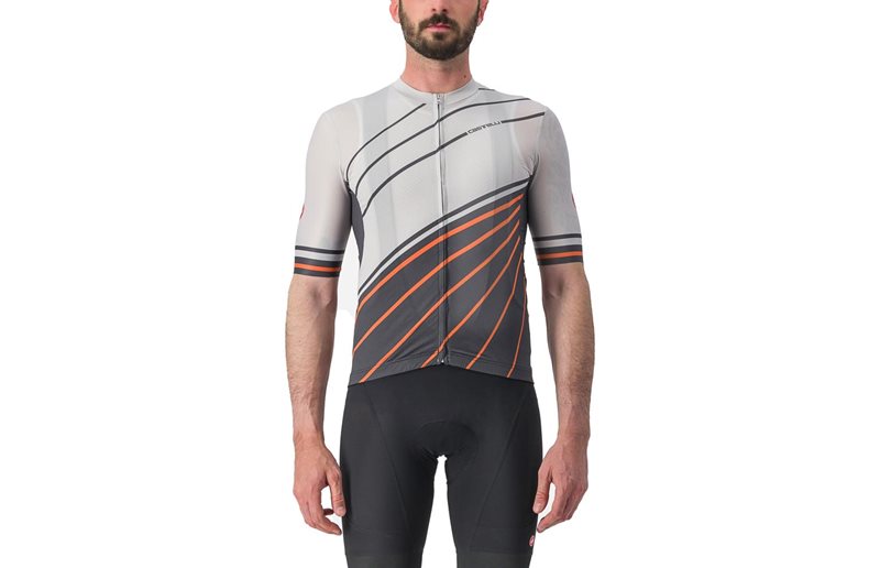 Castelli Pyöräilypaita Speed Strada Jersey Men Moon Gray/Dark Gray/Scarlet Ibis