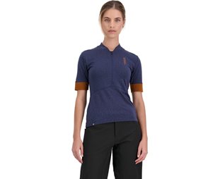 Mons Royale Naisten pyöräilypaita Cadence Half Zip Shirt Women Midnight Terrazzo