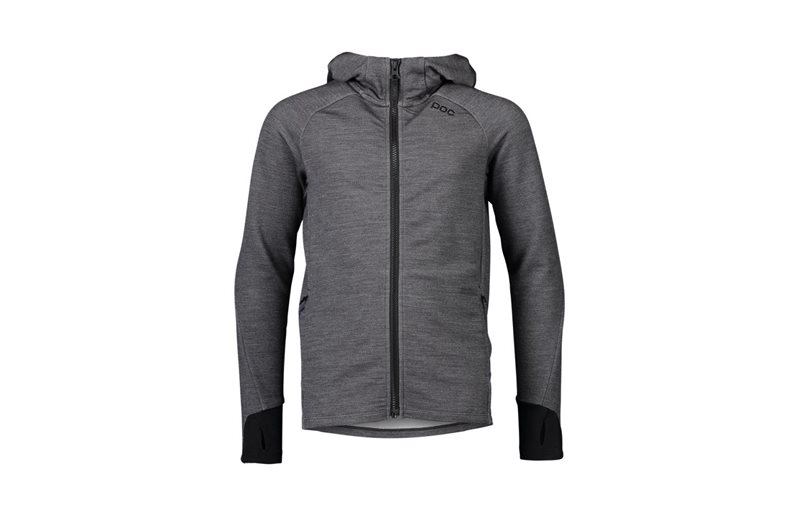 Poc Sykkeltrøye Merino Zip Hood Jr Sylvanite Grey Melange