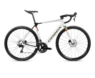 Maantie sähköpyörä Orbea Gain M30 White Chic-Metallic Green Artichoke
