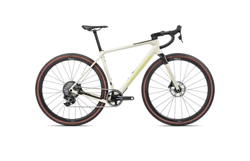 Gravel pyörä Orbea Terra M21eTEAM 1x Ivory White-Spicy Lime Gloss