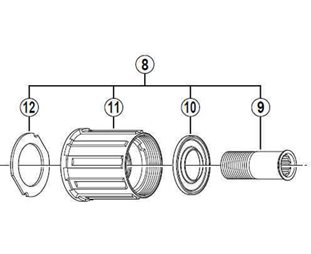 Vapaaratas SHIMANO FH-M595 sis.Pultti/Aluslevy/Pölysuojus