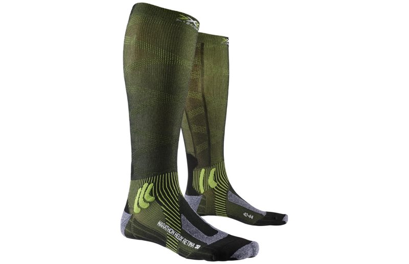 X-Bionic Marathon Helix Retina 4.0 Sock Black Melange/Effektor Green