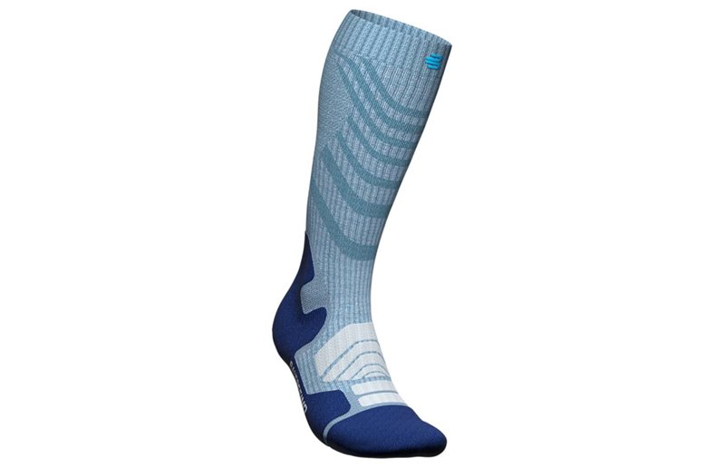 Bauerfeind Löparstrumpor Outdoor Merino Compression Socks High Cut Ocean Blue