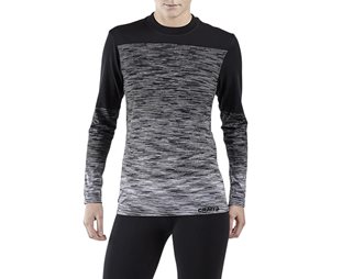 Craft Löpartröja Wool Comfort 2.0 Crewneck Long Sleeve Black/Dk Grey Melang Dam