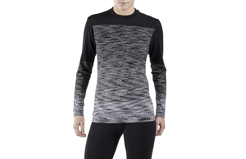 Craft Löpartröja Wool Comfort 2.0 Crewneck Long Sleeve Black/Dk Grey Melang Dam