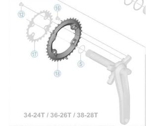 Drev Shimano SLX FC-M7000 BD 96 bcd 2 x 11 gear 38T sort