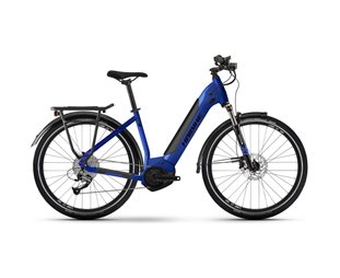 Naisten sähköpyörä HAIBIKE Trekking 4 Low Gloss Matt Blue/Blk