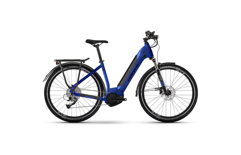 Naisten sähköpyörä HAIBIKE Trekking 4 Low Gloss Matt Blue/Blk
