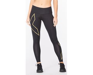 2XU Löparbyxor Light Speed Mid-Rise Compression Tights Dam Black/Gold Reflective