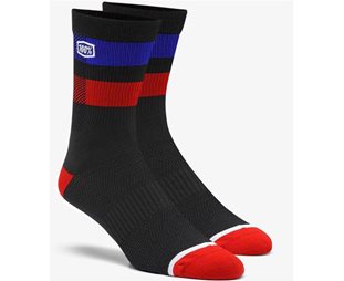 100% Sykkelsokker Flow Socks Svart/Blå/Rød