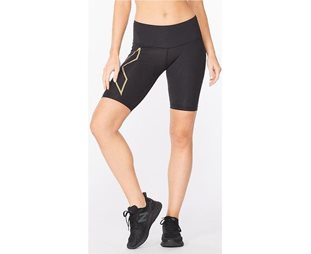 2XU Löparbyxor Light Speed Mid-Rise Compression Shorts Dam Black/Gold Reflective