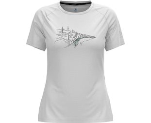 Odlo Juoksupusero T-Shirt S/S Essential Print Naiset White