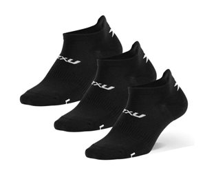 2XU Ankle Socks 3 Pack Black/White