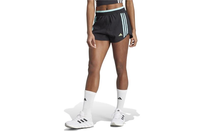 Adidas Naisten juoksushortsit Own The Run 3-Stripe 4" Shorts W Black/Flaaqu
