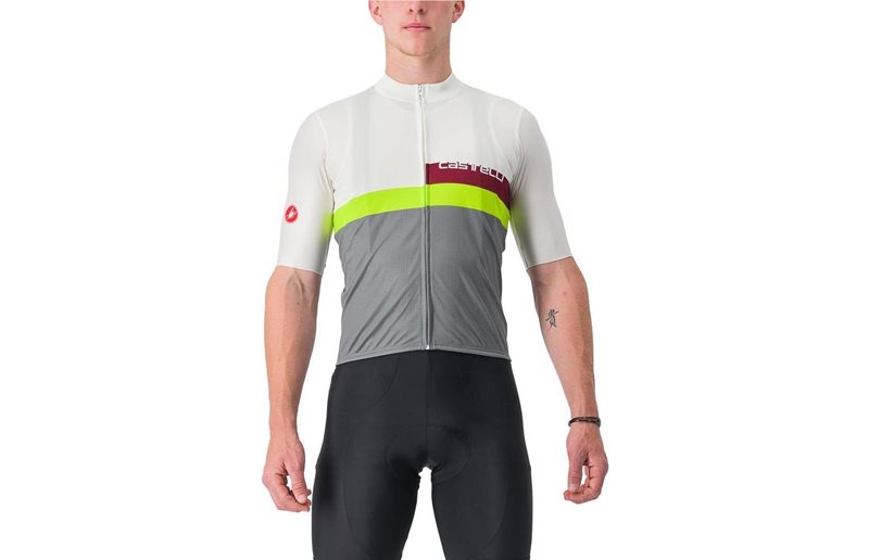 Castelli A Blocco Jersey Men Ivory/Bordeaux/Electric Lime/Sedona