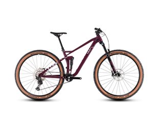Täysjousto maastopyörä Cube Stereo One22 Race Wine/Grey