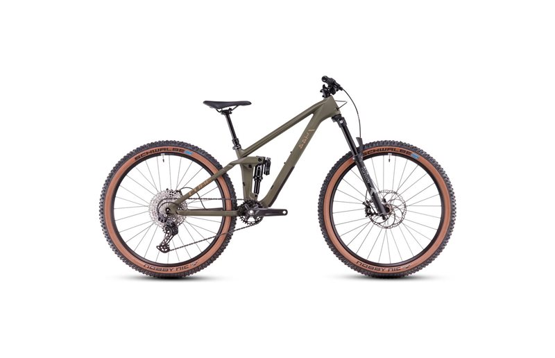 Täysjousto maastopyörä Cube Stereo One44 HPC Rookie Dustyolive/Gold
