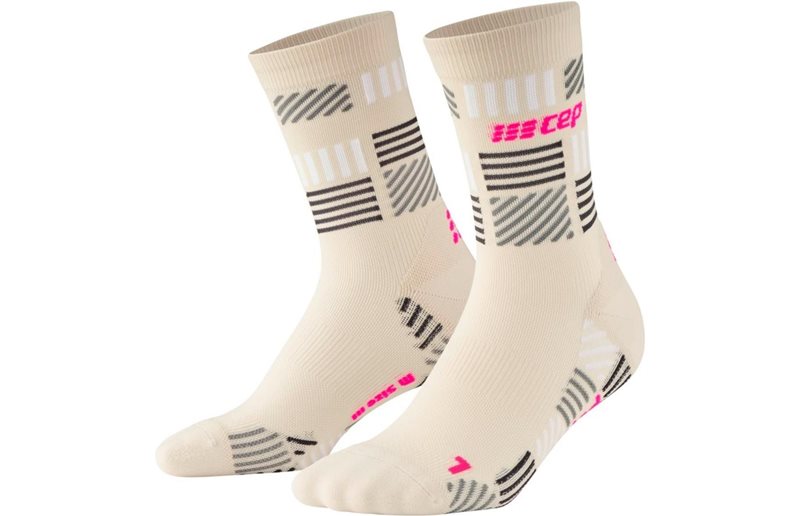 CEP The Run Limited 2024 Mid Cut Sock Cream/Neon Pink