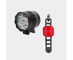 Belysningsset Boruit ULTRA 1200 / Gaciron Safetylight 15 Red + hjälmfäste + pannband + förlängningskabel