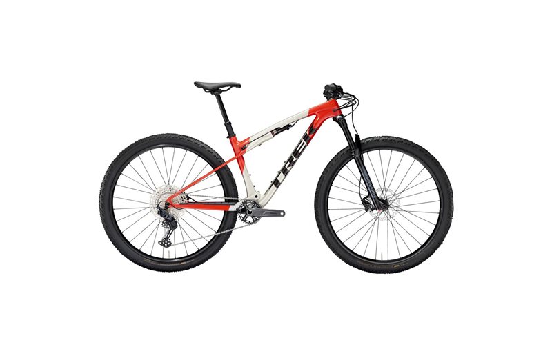 Trek Heldempet MTB Supercaliber SL 9.6 Gen 2 Lunar Silver/Lava Red