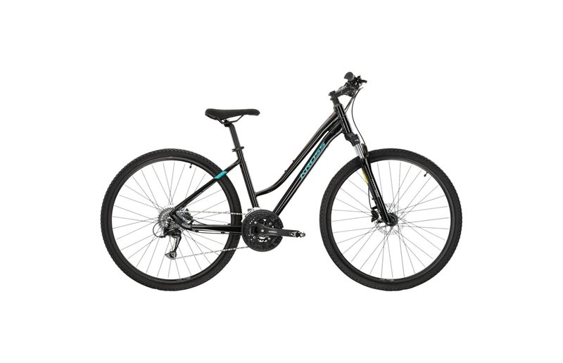 Naisten hybridipyörä Kross Evado 5.0 Lady Black/Turquise 28