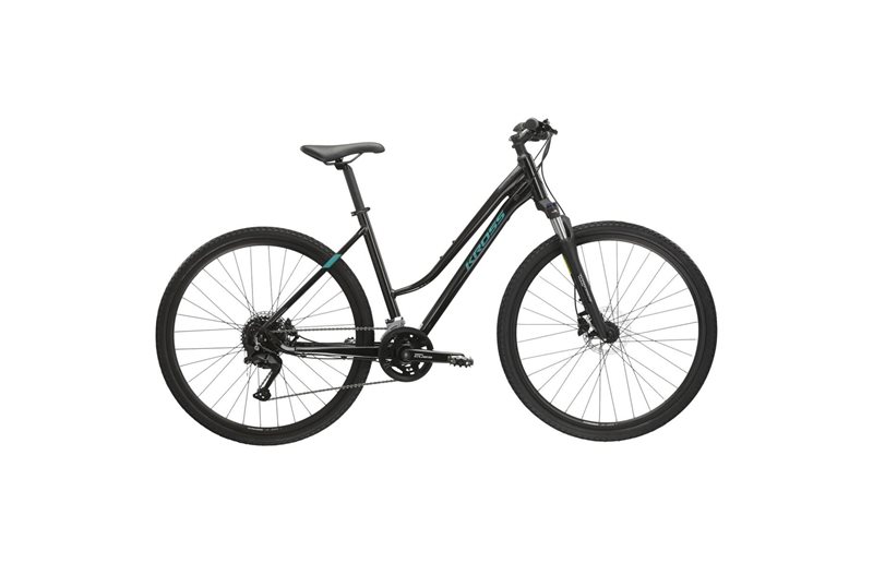 Naisten hybridipyörä Kross Evado 5.0 Lady Black/Turquise