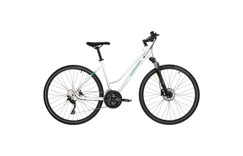Naisten hybridipyörä Kross Evado 7.0 Lady White/Turquise 28