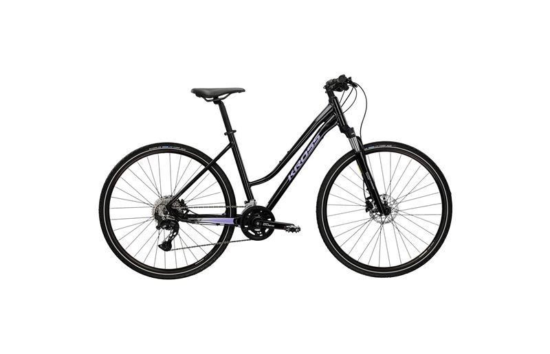 Naisten hybridipyörä Kross Evado 7.0 Lady Black/Violet