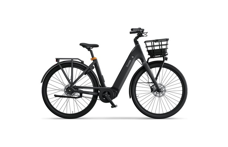 Naisten sähköpyörä Ecoride Ambassador 4 Mid Hihnaveto Levyjarru Musta