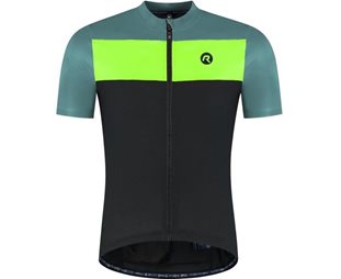 Cykeltröja Rogelli Core Block Jersey SS Men Black/Turquoise/Fluor Yellow
