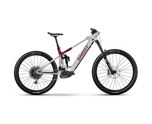 El MTB Ghost E-Riot Advanced Misty Grey/Rebel Red Glossy