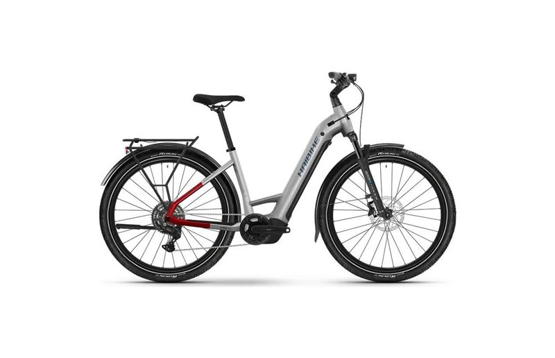Elsykkel hybrid Haibike Trekking 7 Low Soft Grey/Red/Blue Glossy
