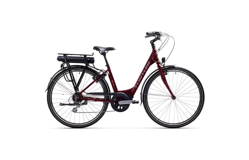 Elsykkel dame Tunturi ePower Maroon Red/Chrome/Orange