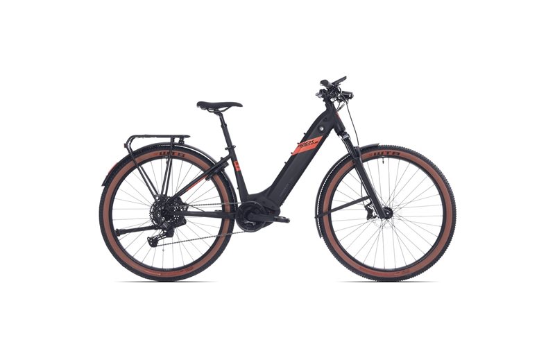 Naisten sähköpyörä Rock Machine Crossride E700 B Touring CX Matte Black/Orange