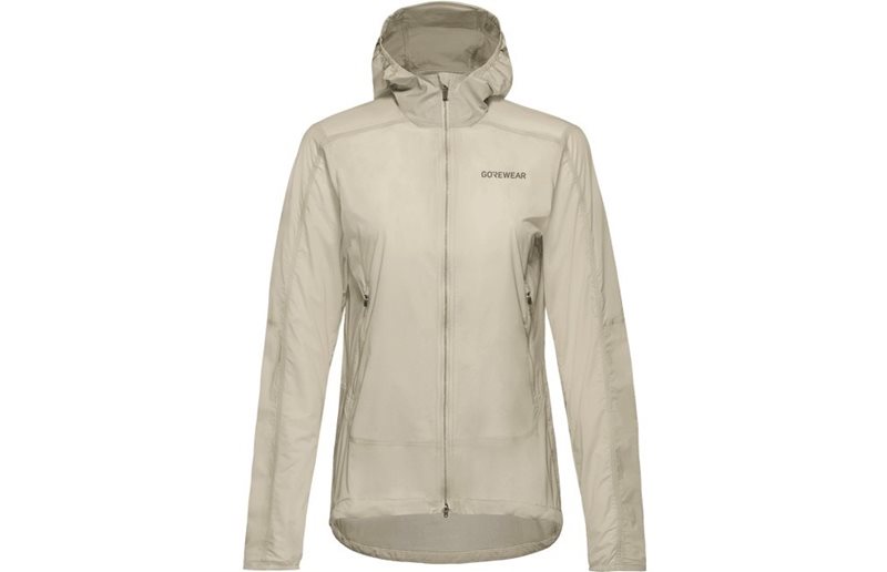 Pyöräilytakki GOREWEAR Fernflow Hooded Windbreaker Naisille Tech Beige