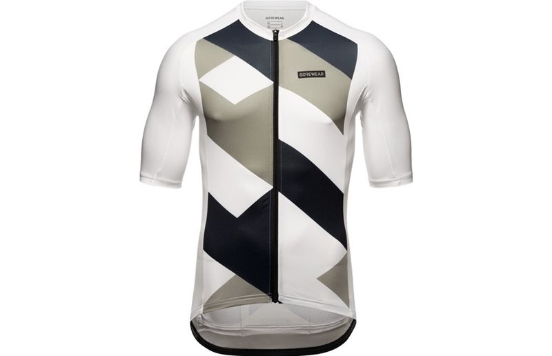 Pyöräilypaita GOREWEAR Spirit Signal Jersey Miehille Valkoinen/Lab Gray