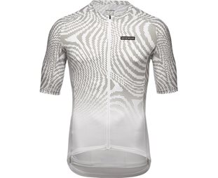 Pyöräilypaita GOREWEAR Spirit Moire Jersey Miehille Valkoinen/Lab Gray