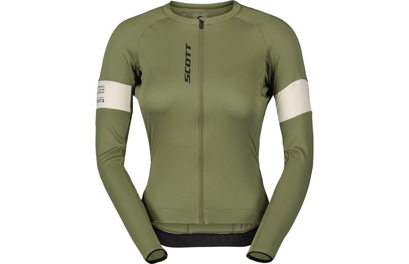 Cykeltröja Dam Scott Endurance Pro LS Hay Green/Cotton White