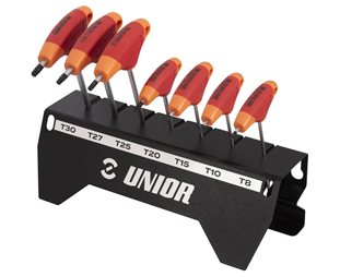 Torx-avaimet Unior T-handle Torx Wrench Set T8-T30 w/ Stand