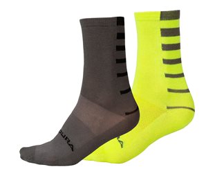 Cykelstrumpor Endura Coolmax Stripe Socks 2-Pack Hivizyellow