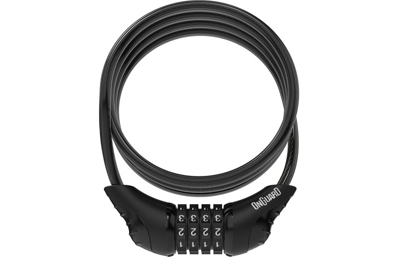 Vajerlås ONGUARD Coil Cable Lock Neon Series Combo Black 180x12mm