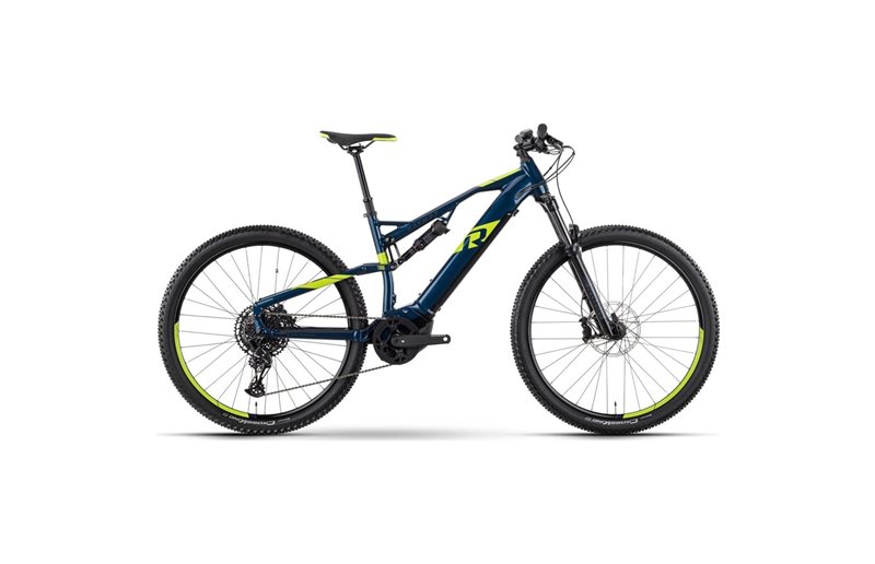 El MTB Raymon FullRay 130E 6.0 Dark Blue/Lime/Grey