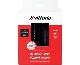 Rengaspaketti Vittoria Vätternrundan Rubino Pro G2.0 2-st Däck+Slang Black 25-622