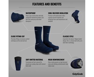 Gripgrab Skoöverdrag Flandrien Waterproof Knitted Navy Blue