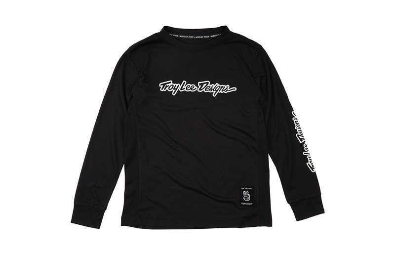 Pyöräilypaita Troy Lee Designs Youth Skyline Ride Long Sleeve Tee Black
