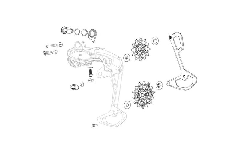 Reservdel SRAM Force/Rival XPLR AXS E1 Rear Derailleur Setup Key/Cage Lock Assembly Kit With Spring