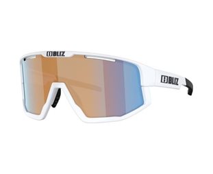 Cykelbriller Bliz Fusion Small Matte White-Coral/Orange Mirror Blue