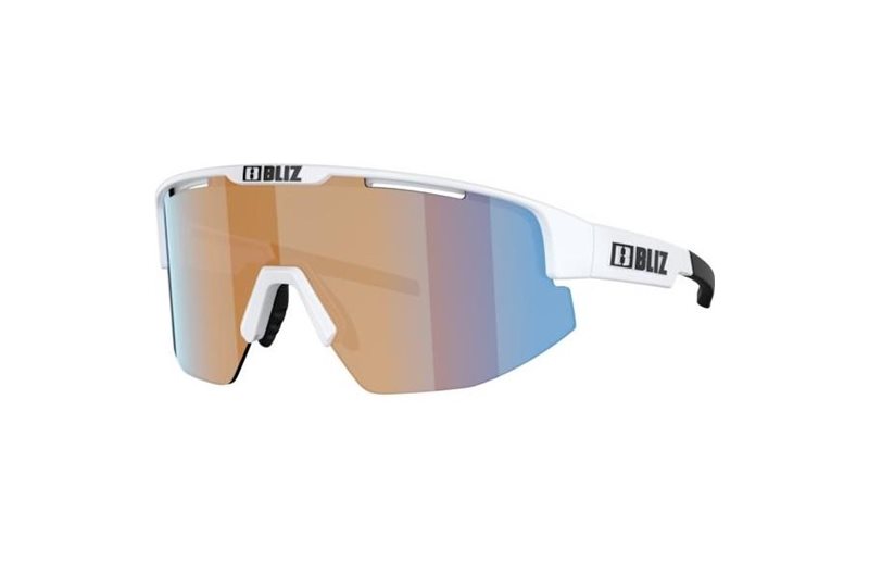 Cykelbriller Bliz Matrix Small Matte White-Coral/Orange Mirror Blue